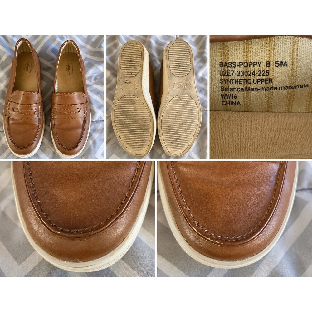 Bass Poppy Brown Loafer Slip-On Synthetic Upper Round Toe 8.5M